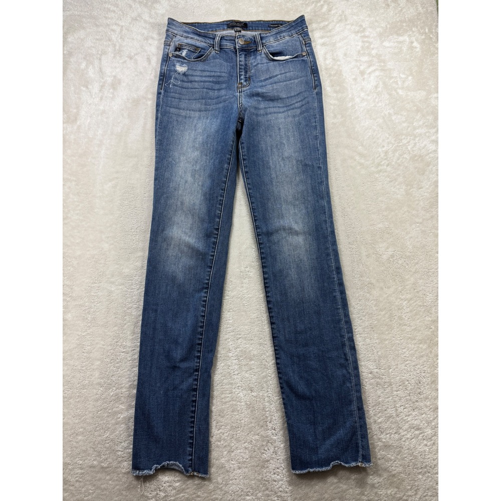 Judy Blue Womens Straight Fit Distressed Blue Jeans 5/27 Meas: 28x32